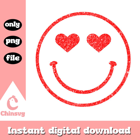Smiley heart eyes valentine design png, valentine smiley face​ png