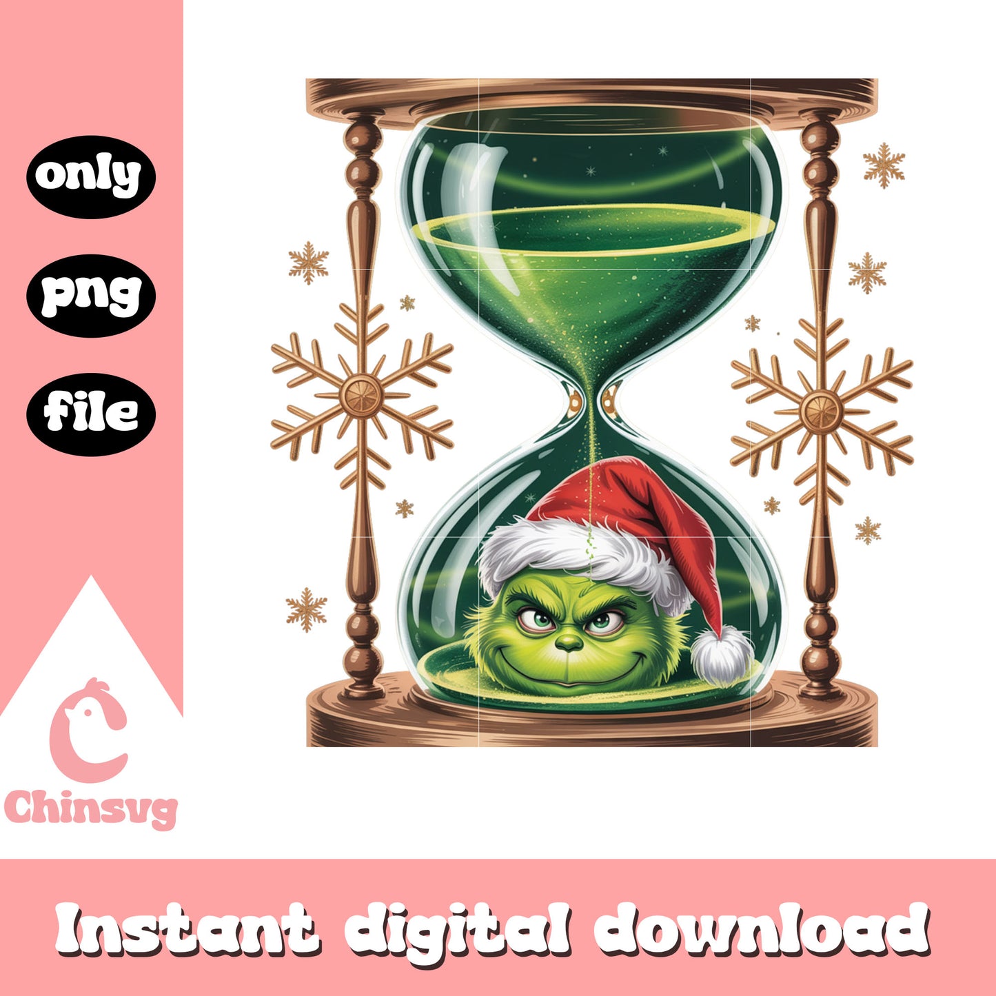 Smiling grinch christmas sand clock png, cute grinch images png