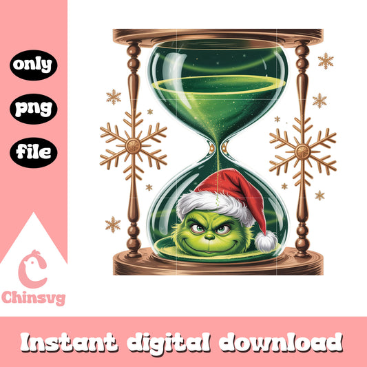 Smiling grinch christmas sand clock png, cute grinch images png