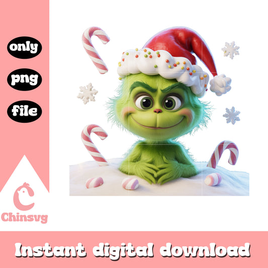 Smiling grinch winter christmas png, the grinch cute png