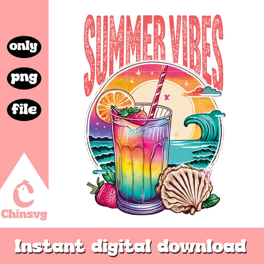 Smmer vibes water color design png, summer holiday​ png