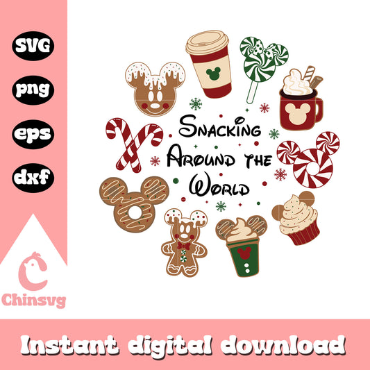 Snacking around the world christmas svg, christmas dessert svg
