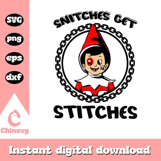 Snitches get stitches elf svg, horror elf svg, elf svg