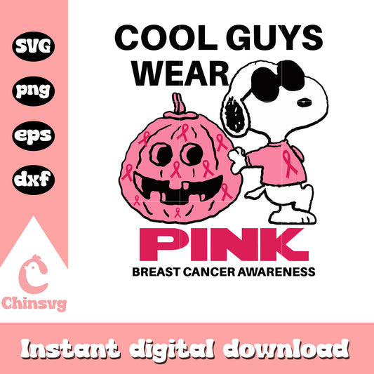 Snoopy Cool Guys Wear Pink svg, awareness svg, snoopy svg
