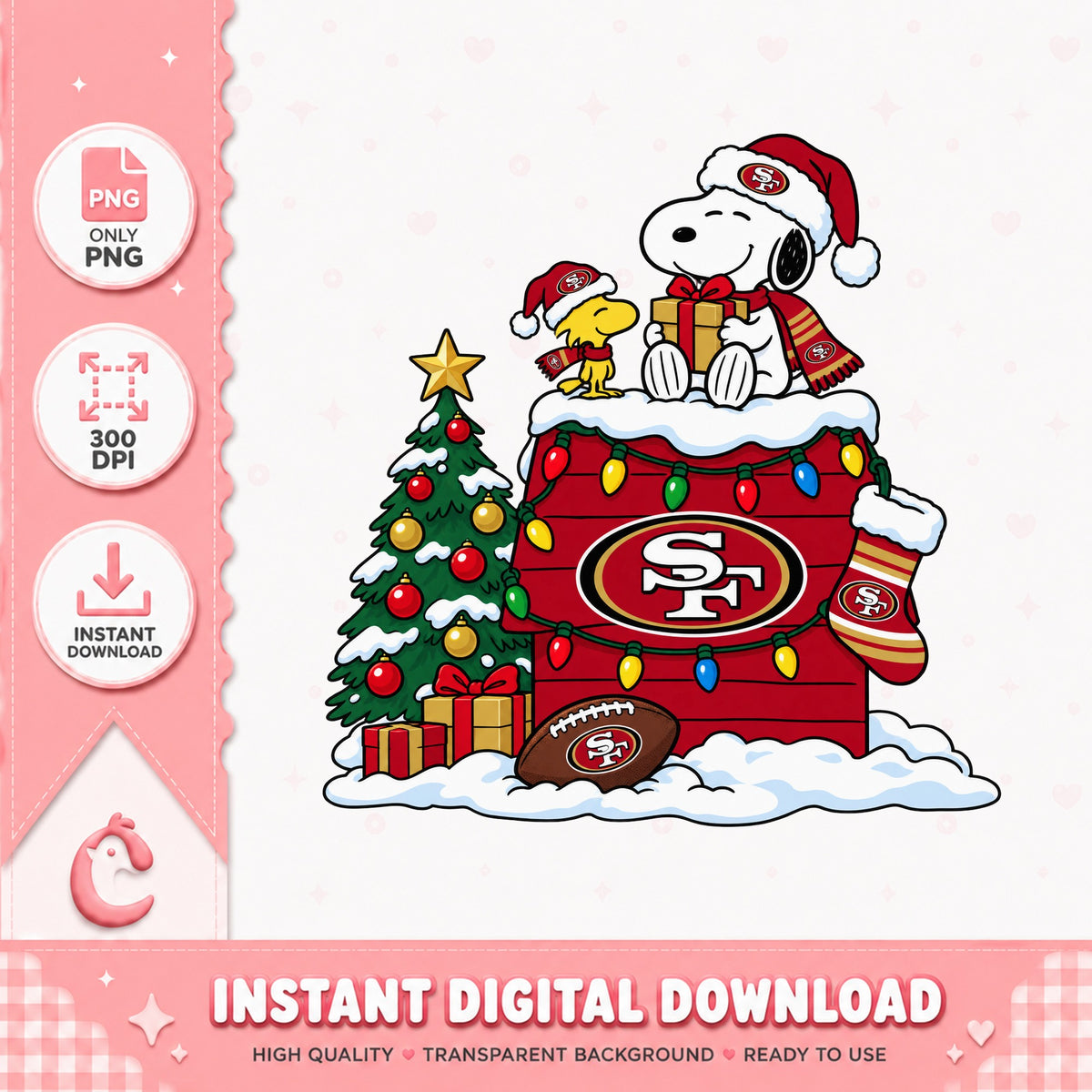 Snoopy 49ers Christmas PNG, San Francisco Football, Holiday PNG