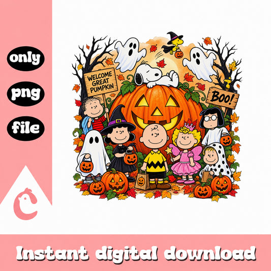 Snoopy And Friends Halloween PNG, Peanuts Gang Pumpkin, PNG
