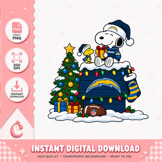 Snoopy And Woodstock Christmas PNG, Los Angeles Chargers, NFL PNG