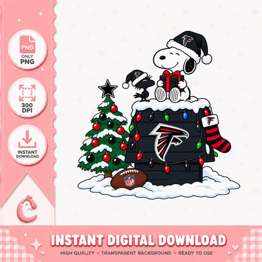 Snoopy Atlanta Falcons Christmas PNG, NFL Holiday PNG, Football PNG