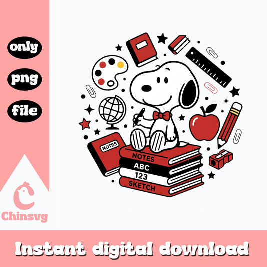 Snoopy Back To School PNG, Peanuts School Supplies PNG, Teacher PNG