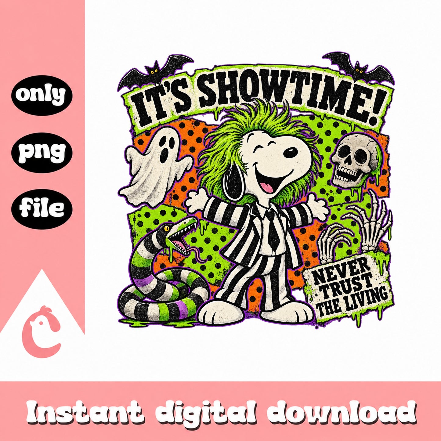 Snoopy Beetlejuice Halloween PNG, It's Showtime PNG, Peanuts PNG