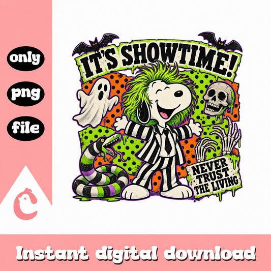 Snoopy Beetlejuice Halloween PNG, It's Showtime PNG, Peanuts PNG