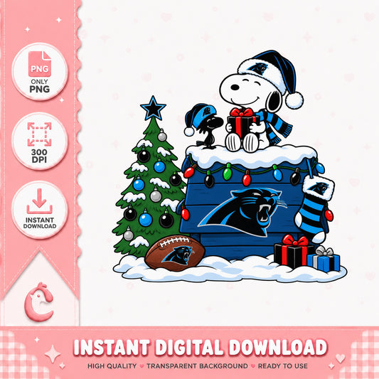 Snoopy Carolina Panthers Christmas PNG, NFL Holiday PNG, PNG