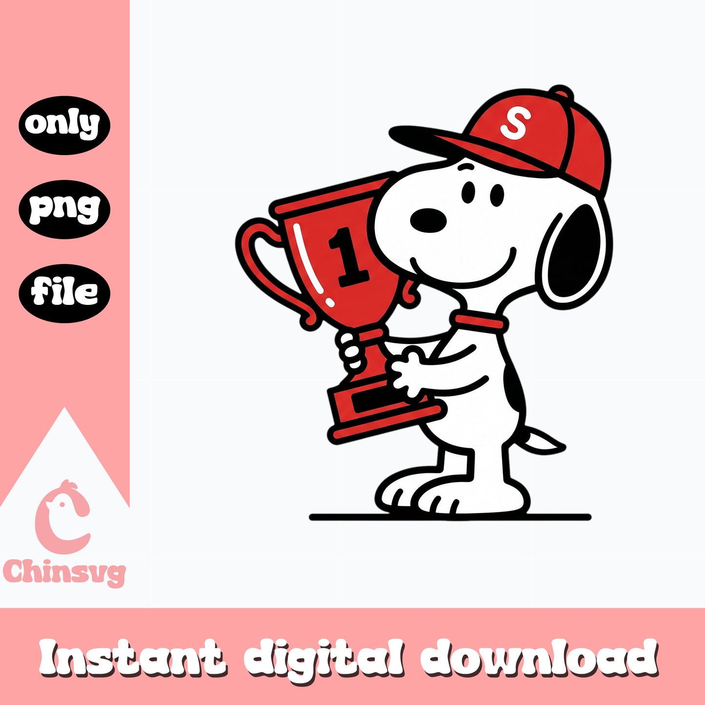 Snoopy Champion Trophy PNG, Peanuts Baseball PNG, Winner PNG