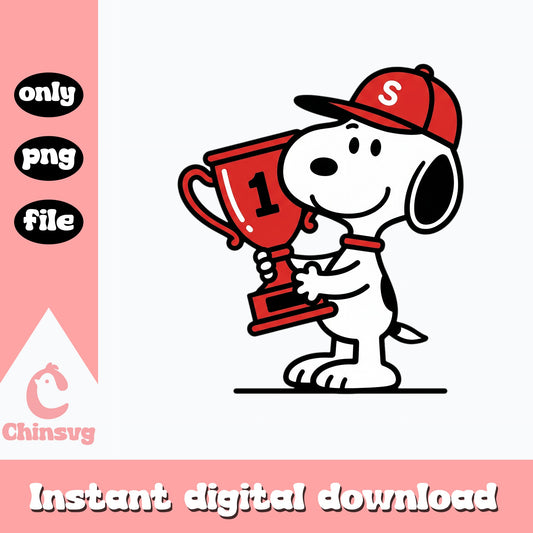 Snoopy Champion Trophy PNG, Peanuts Baseball PNG, Winner PNG