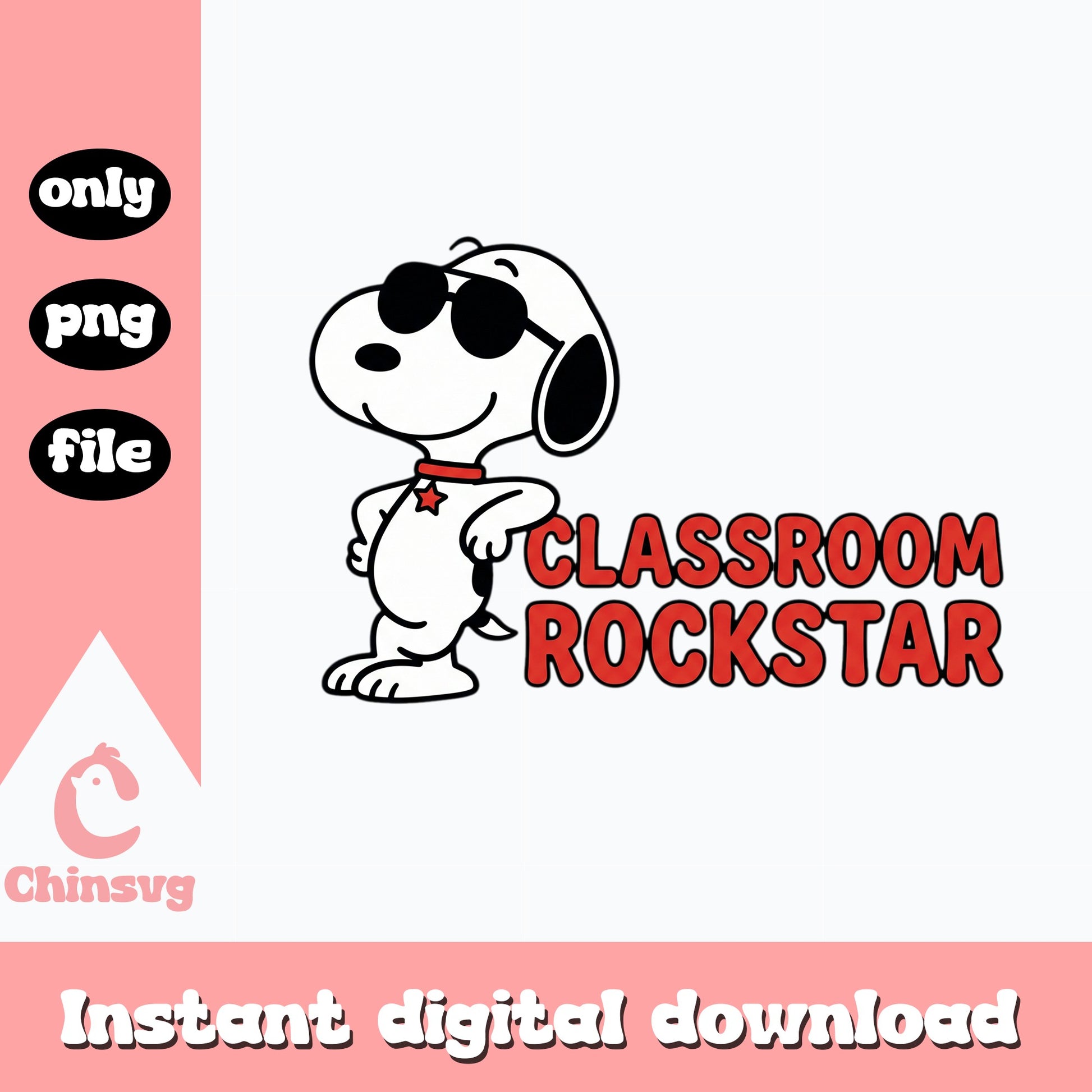 Snoopy Classroom Rockstar PNG, Back To School PNG, Teacher PNG
