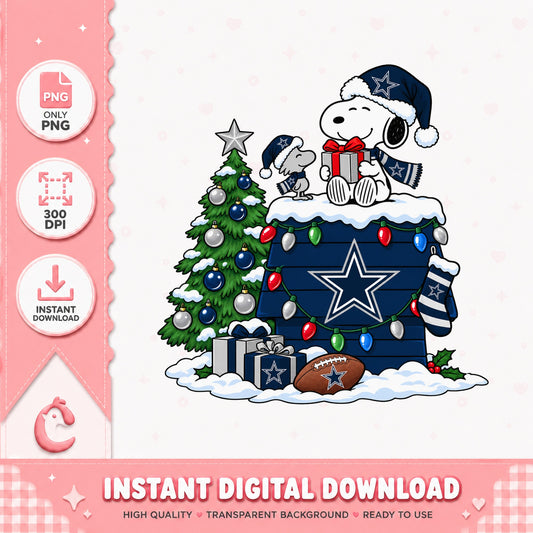 Snoopy Cowboys Christmas PNG, Dallas Cowboys, Football PNG