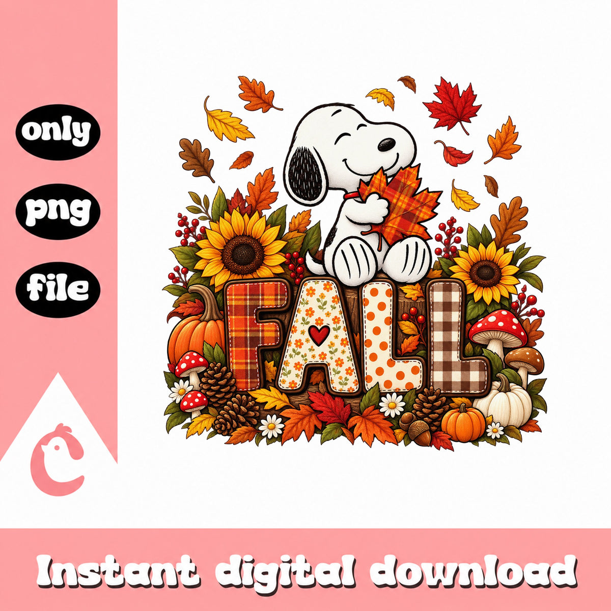 Snoopy Fall Autumn PNG, Sunflower Pumpkin Clipart, Thanksgiving PNG