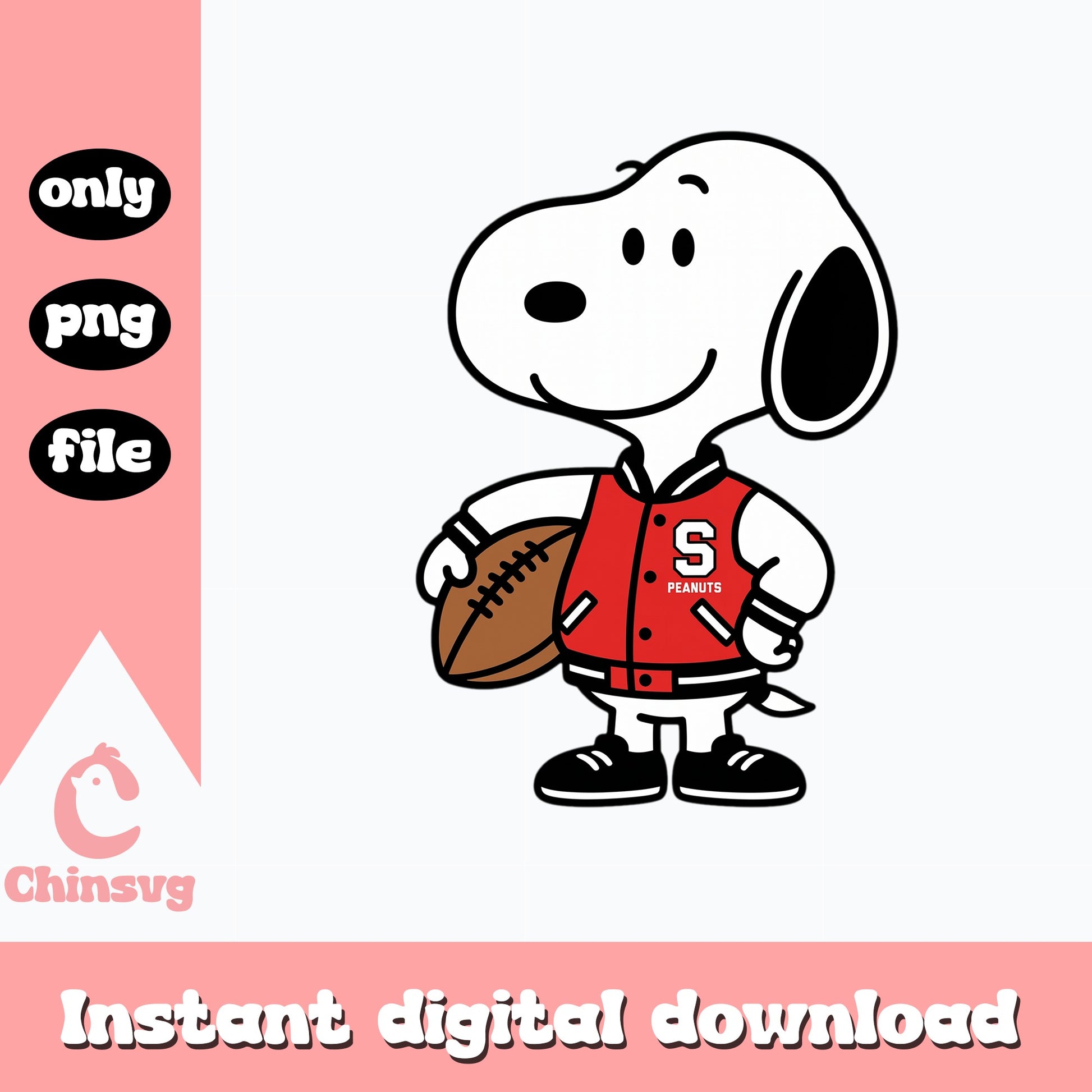 Snoopy Football PNG, Peanuts Sports Varsity Jacket, Football PNG