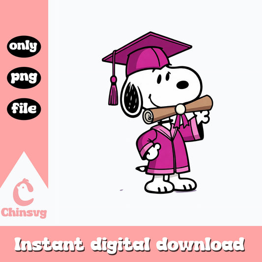 Snoopy Graduation PNG, Peanuts Graduate Pink Gown, Class Of 2025 PNG