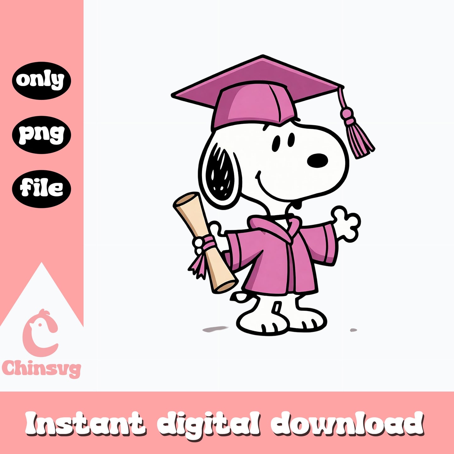 Snoopy Graduation PNG, Peanuts Graduate Pink, Grad PNG