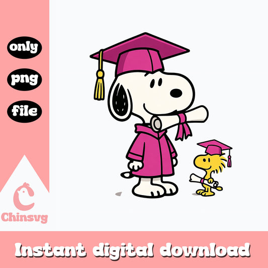 Snoopy Graduation PNG, Woodstock Graduate Clipart, Peanuts PNG