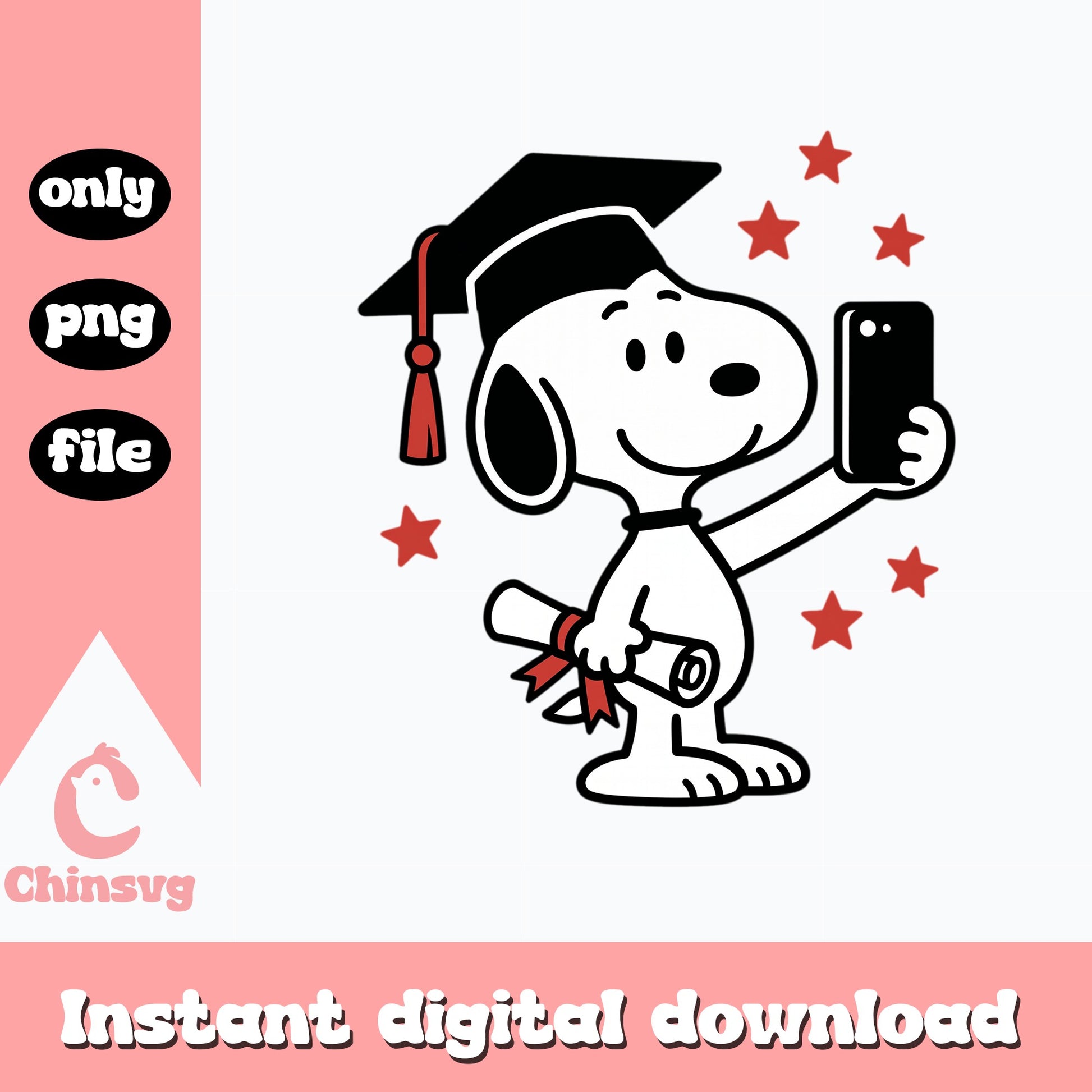 Snoopy Graduation Selfie PNG, Peanuts Graduate PNG, Class Of 2025 PNG