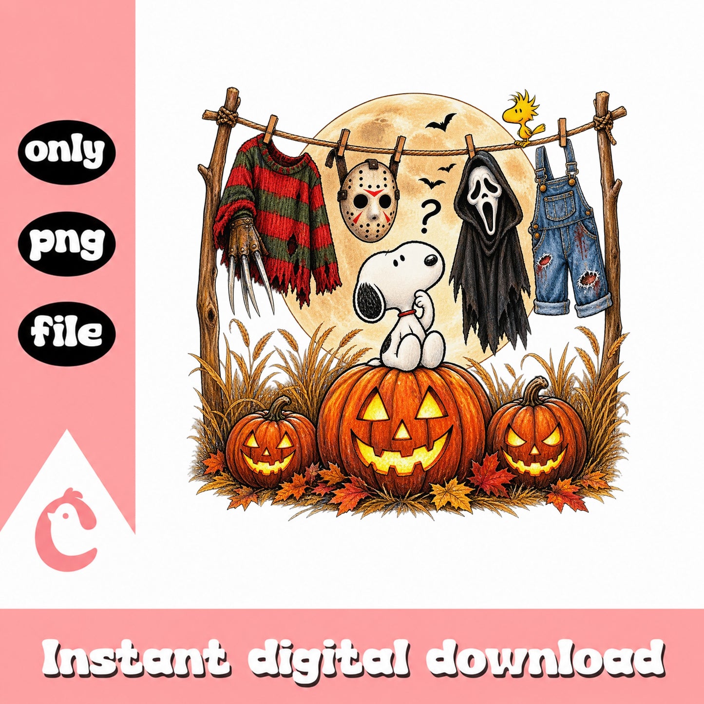Snoopy Halloween PNG, Horror Movie Characters, Pumpkin PNG