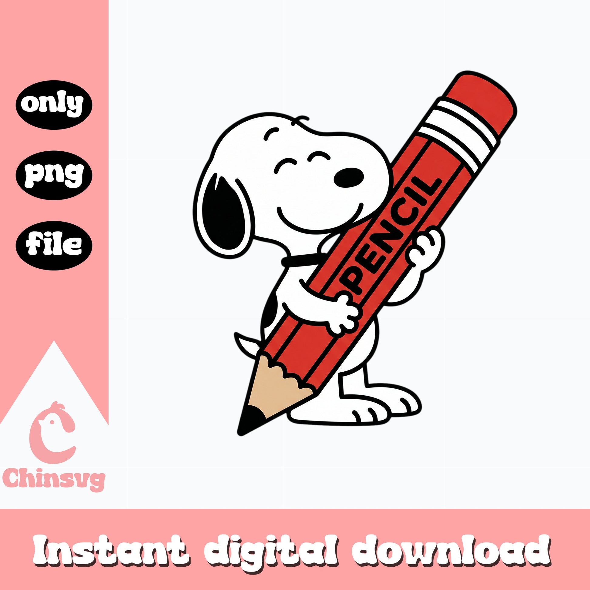 Snoopy Holding Pencil Back To School PNG, Peanuts PNG, Teacher PNG