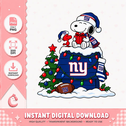 Snoopy New York Giants Christmas PNG, NY Giants Snoopy, NFL PNG