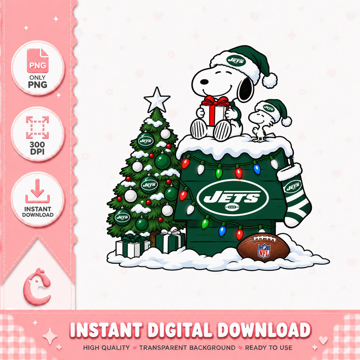 Snoopy New York Jets Christmas PNG, NFL Football PNG, Snoopy PNG