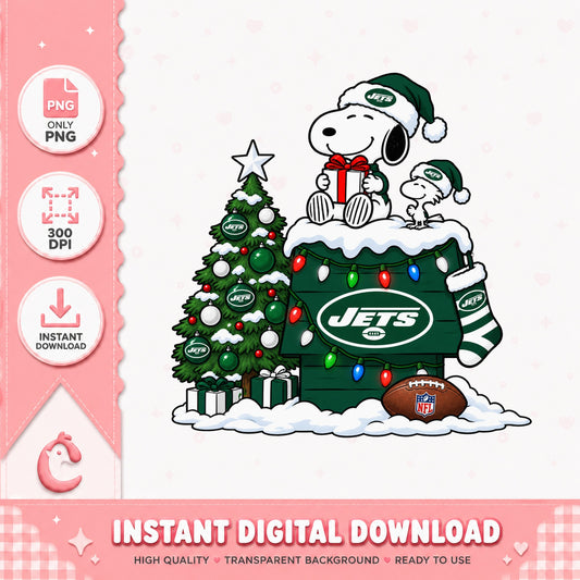 Snoopy New York Jets Christmas PNG, NFL Football PNG, Snoopy PNG