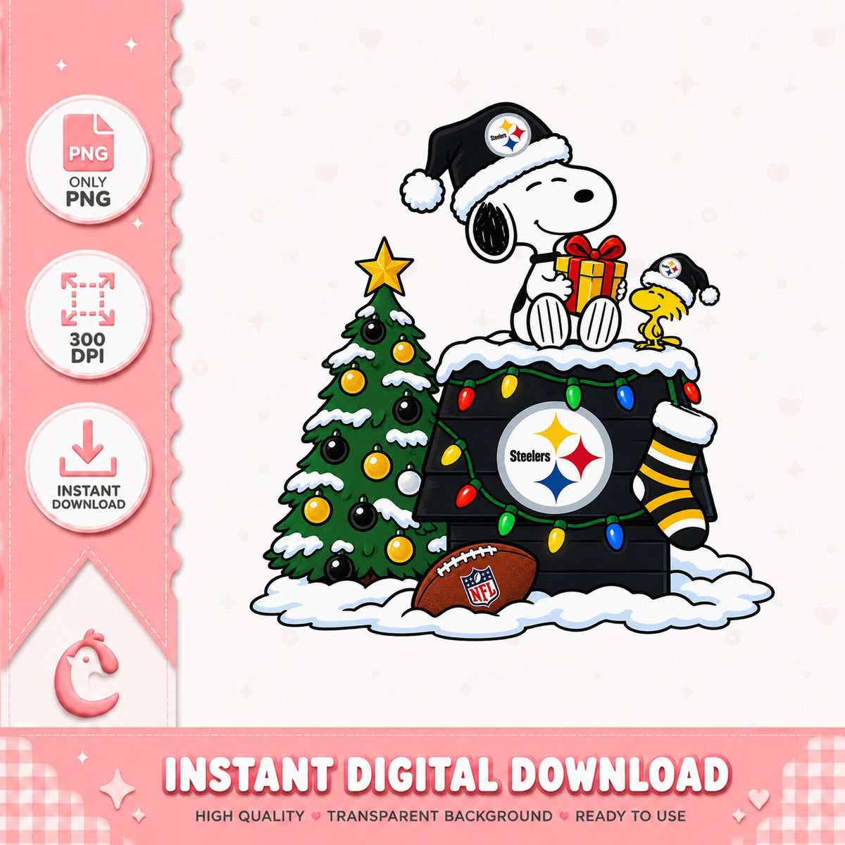 Snoopy Pittsburgh Steelers Christmas PNG, NFL Snoopy PNG, Xmas PNG