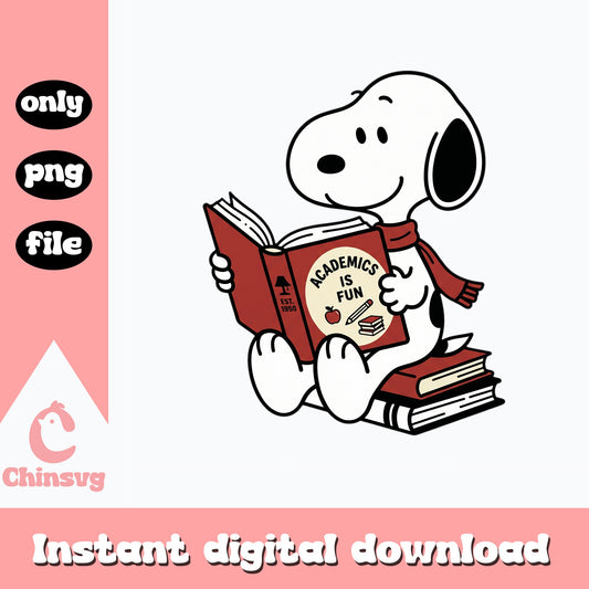 Snoopy Reading Book Academics Is Fun, Back To School PNG, Peanuts PNG
