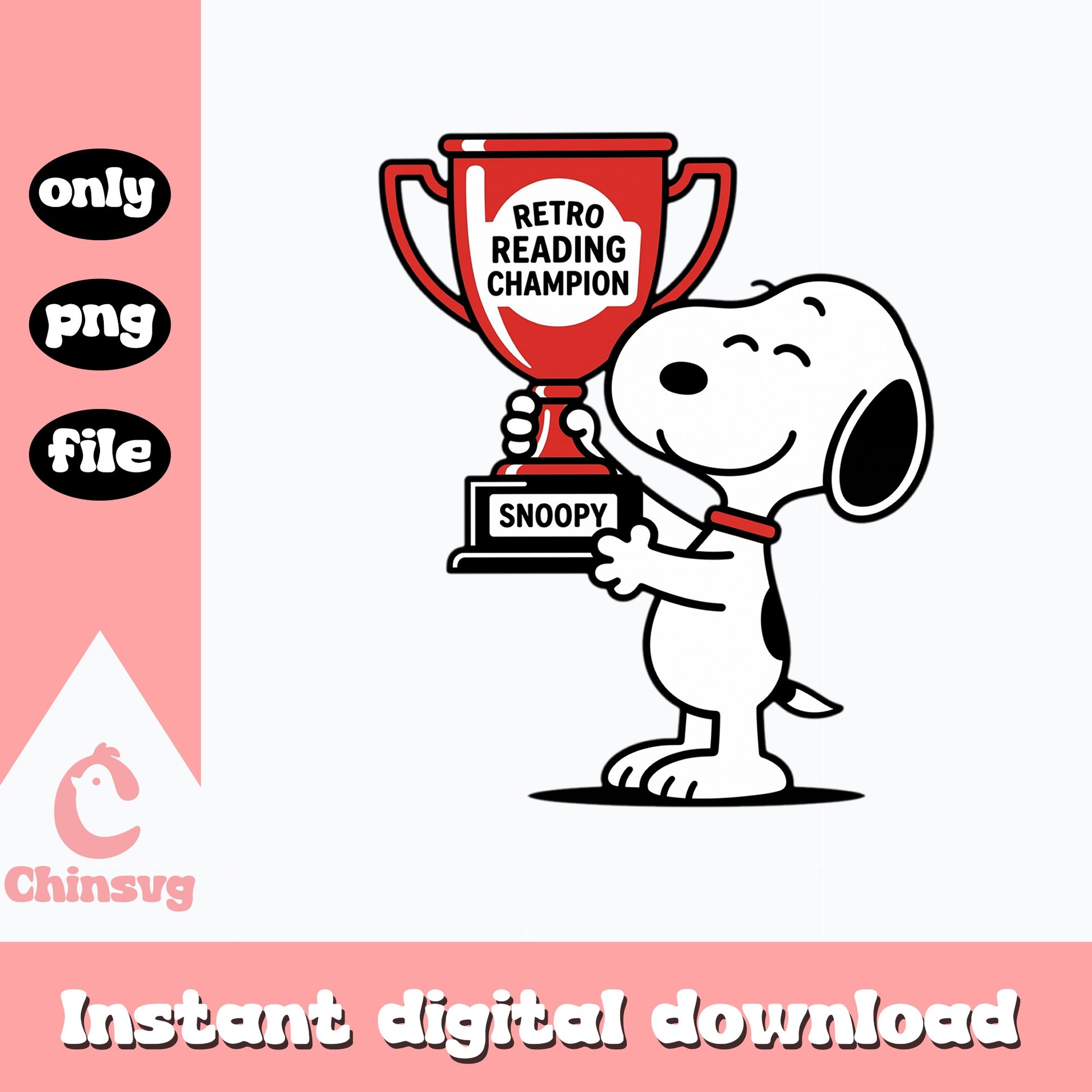 Snoopy Retro Reading Champion PNG, Peanuts Book Lover PNG, Teacher PNG