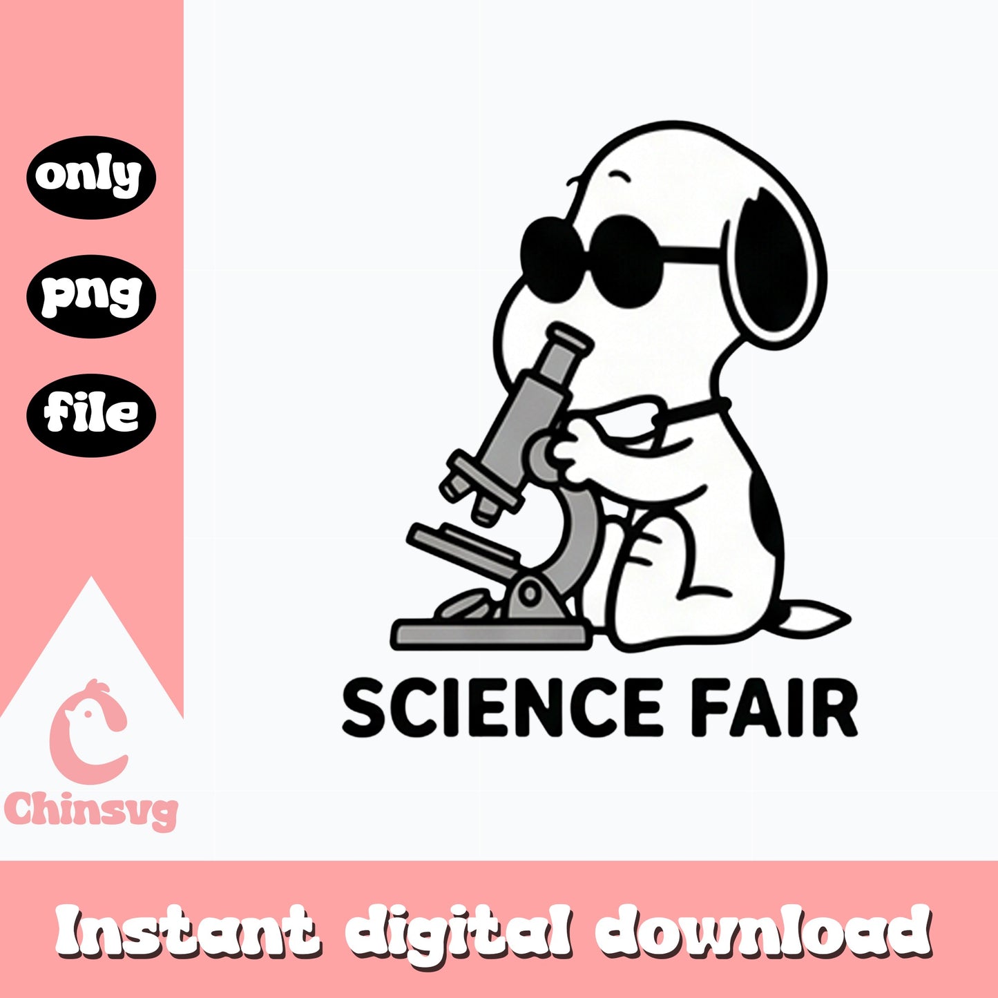 Snoopy Science Fair PNG, Peanuts Microscope PNG, Back To School PNG