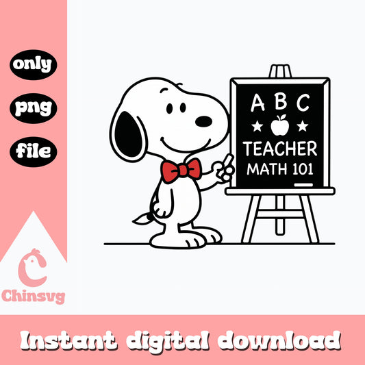 Snoopy Teacher Math 101 PNG, Peanuts Back To School PNG, Teacher PNG