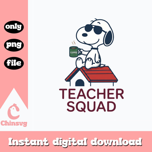Snoopy Teacher Squad PNG, Peanuts Teacher Coffee PNG, Back To School PNG