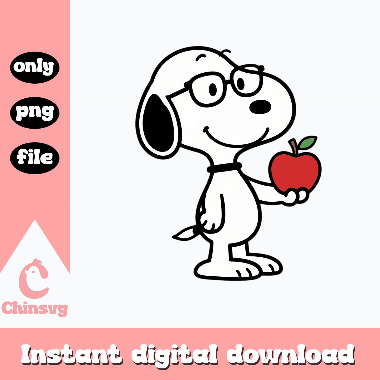Snoopy Teacher With Apple PNG, Back To School PNG, Peanuts PNG