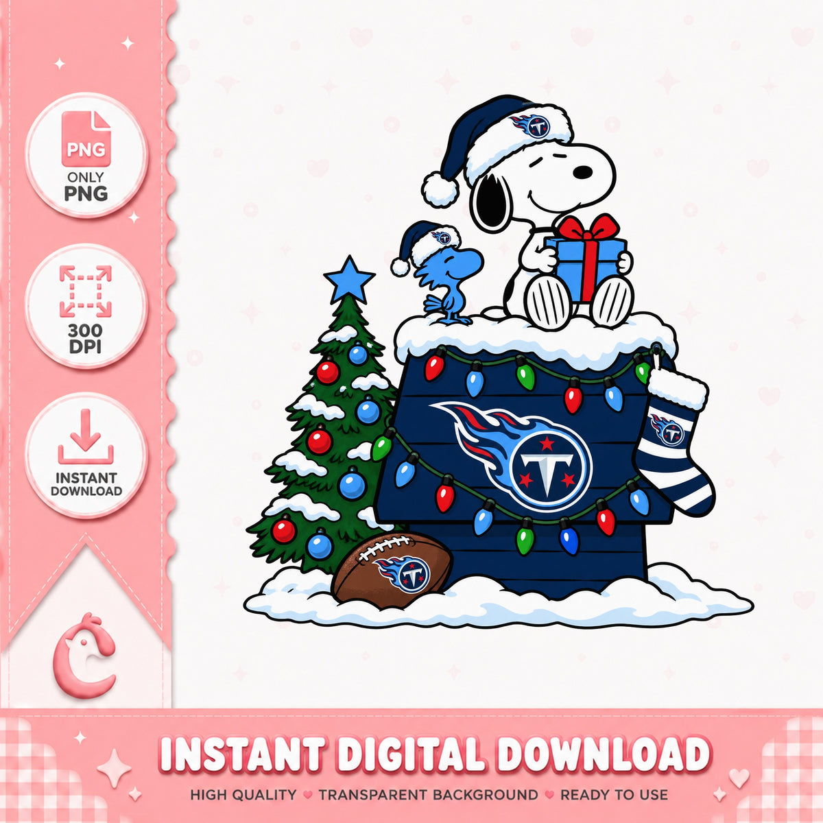 Snoopy Tennessee Titans Christmas PNG, NFL Holiday PNG, PNG
