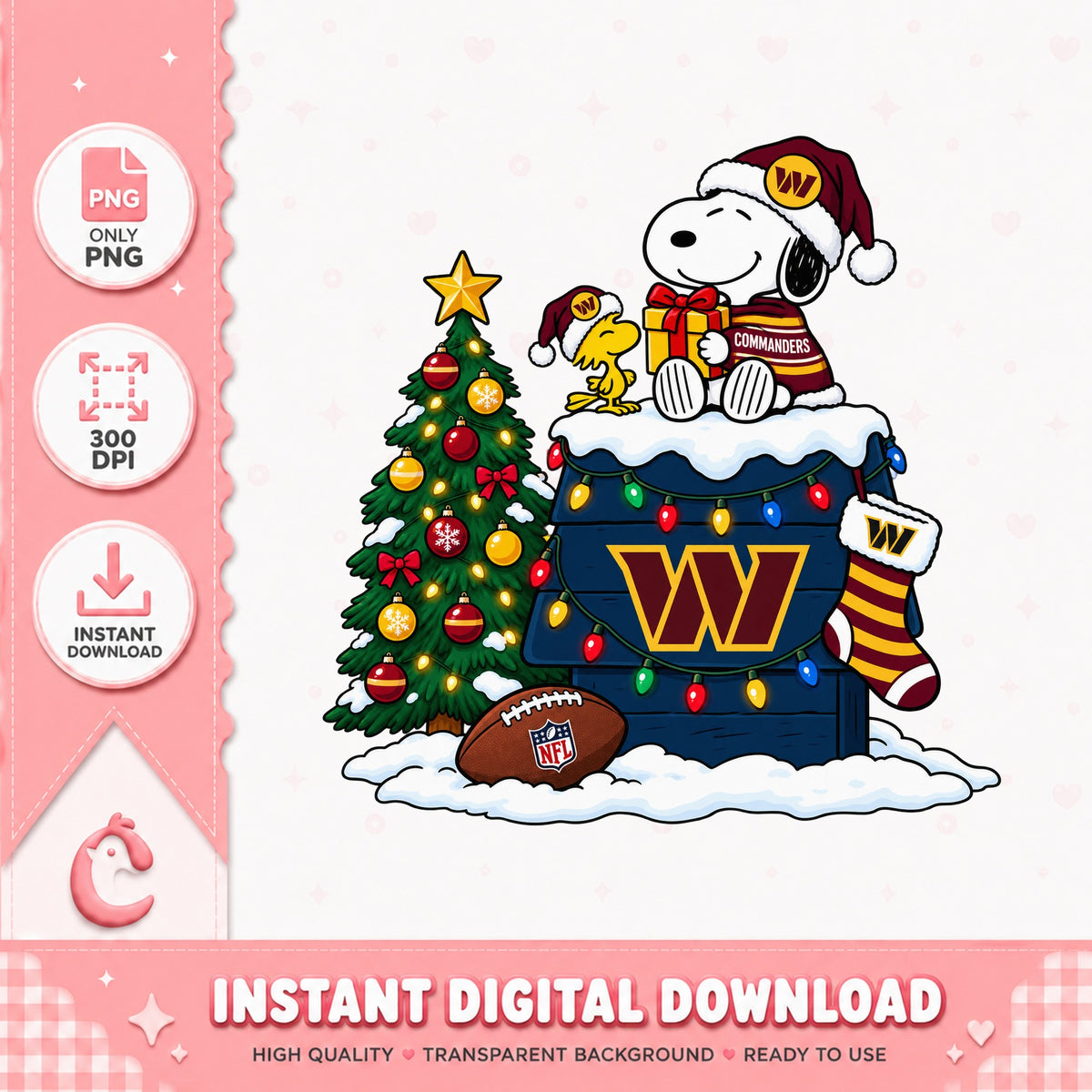 Snoopy Washington Commanders Christmas PNG, NFL Snoopy PNG, PNG