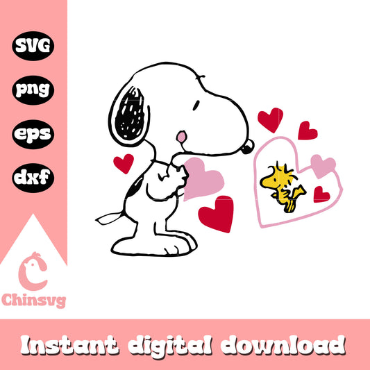 Snoopy love woodstock valentine svg, Snoopy svg, valentine svg