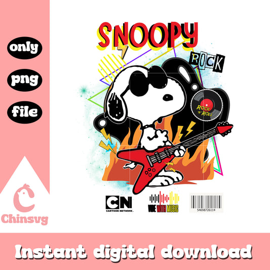Snoopy rock and roll design png, snoopy characters png