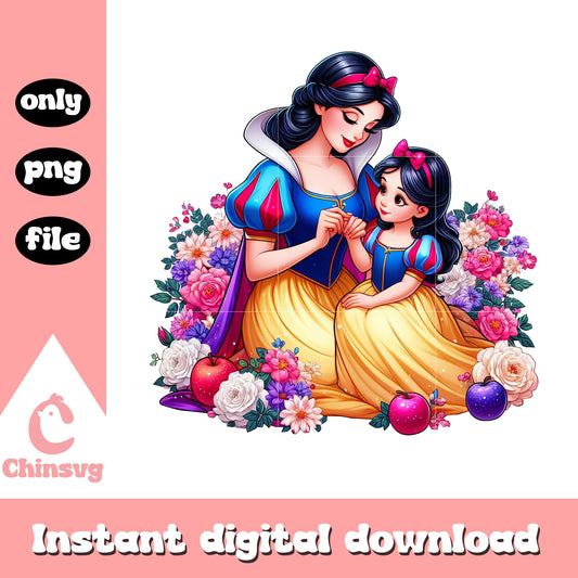 Snow White mom and daughter png, disney mom png, princess png