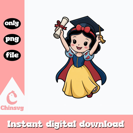 Snow White Graduation PNG, Disney Princess Grad, Cute PNG