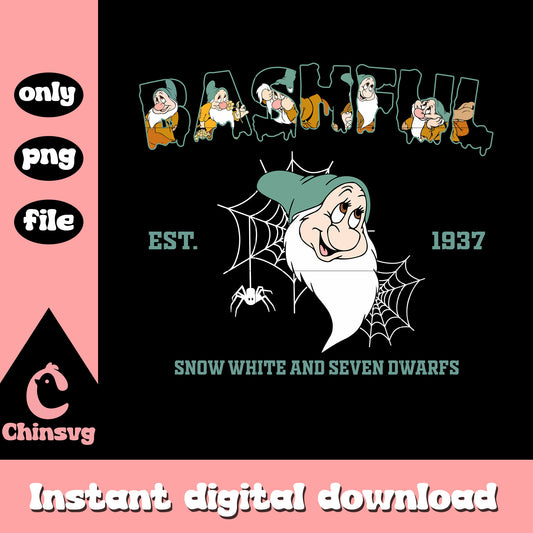 Snow white bashful character design png, bashful snow white png