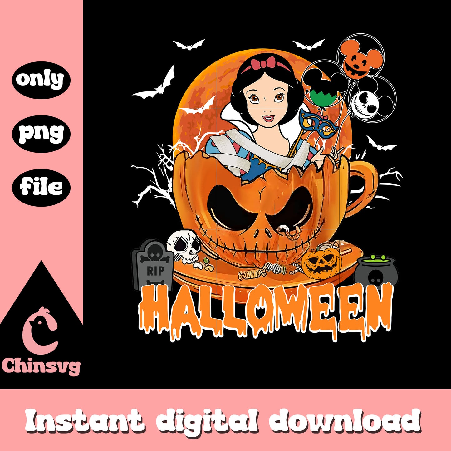 Snow white disney in horror cup design png, snow white art png