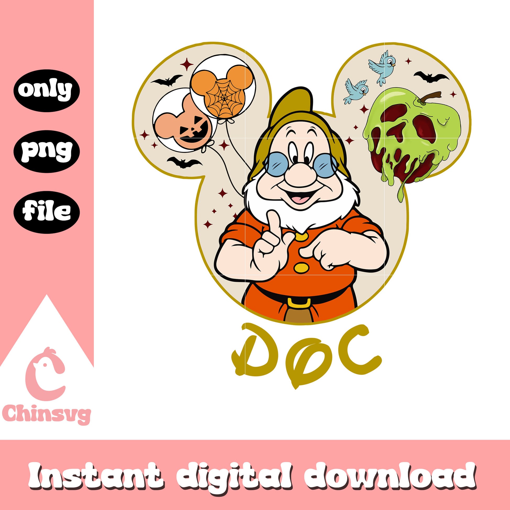Snow white doc in mickey ear png, doc from snow white png
