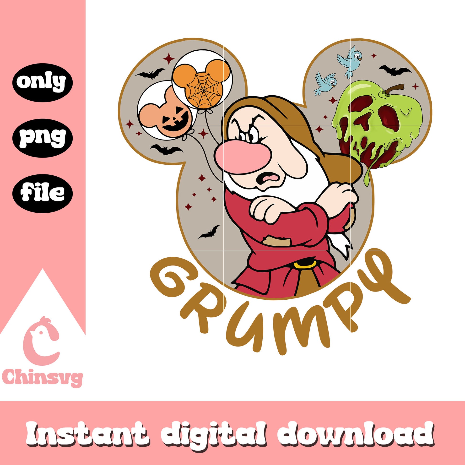 Snow white grumpy in mickey ear png, grumpy from snow white png