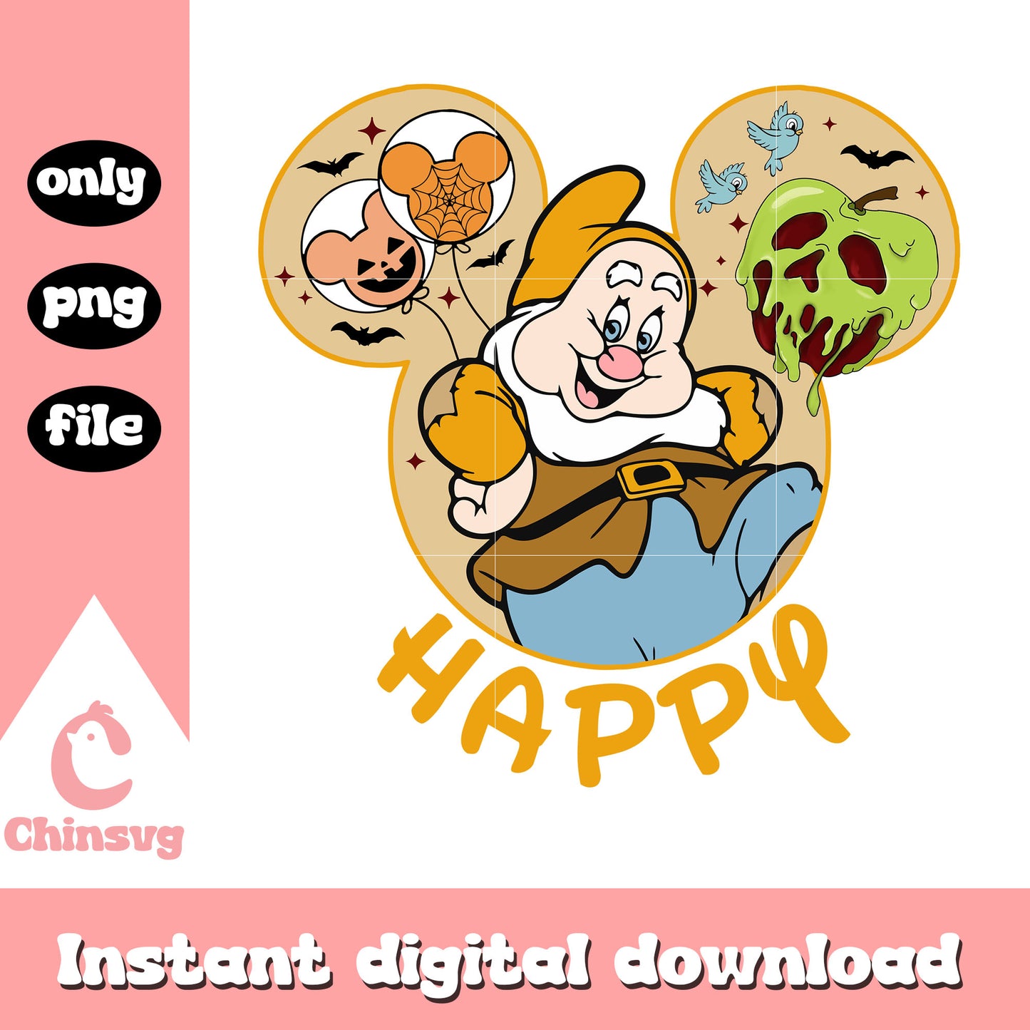 Snow white happy in mickey ear png, happy from snow white png