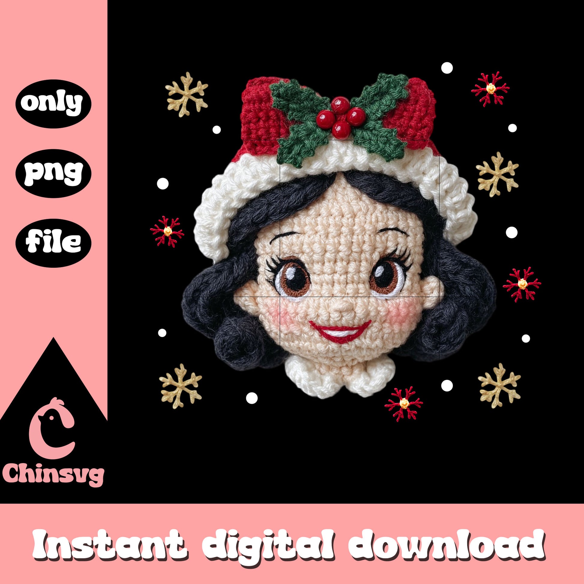 Snow white head patchwork png, snow white princess png